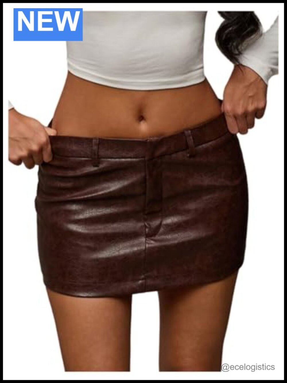 Y2K PU Leather Low Rise Mini Skirt with Built in Shorts